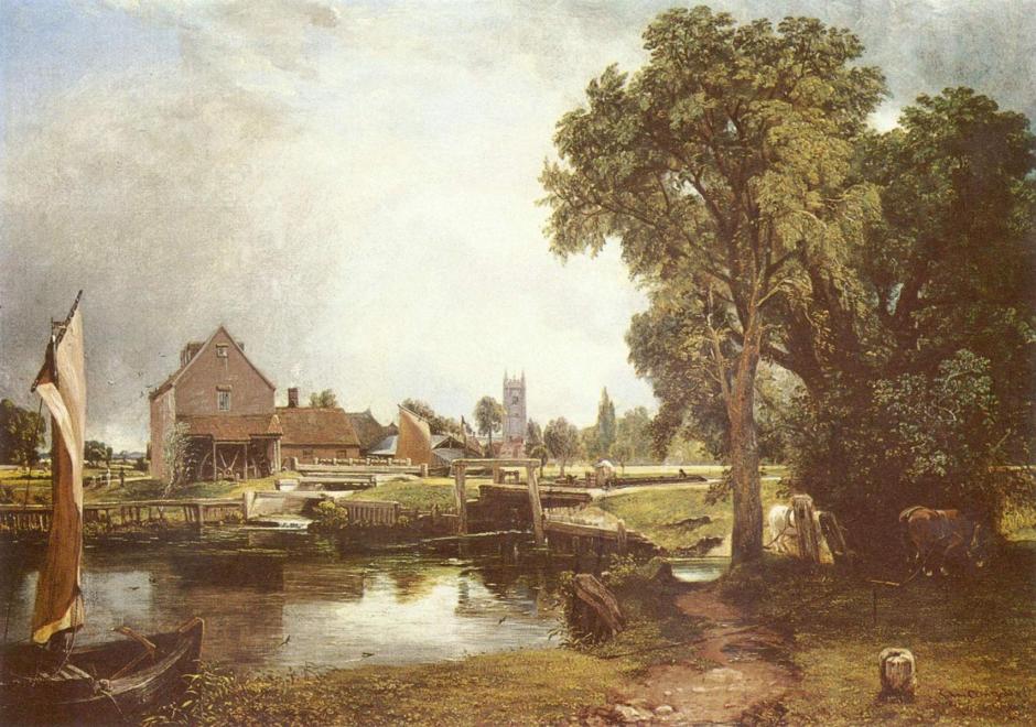 John Constable, "Dedham Lock and Mill", 1820, oil on canvas, 53.7 x 76.2 cm, Victoria and Albert Museum, London. WikiArt.
