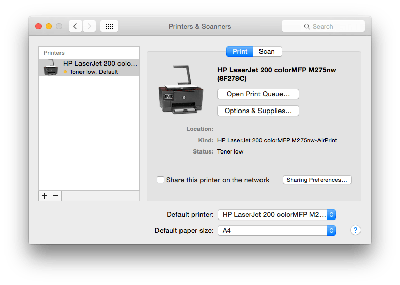 Click on the + button at the foot of the printer listing on the left to add a new printer.