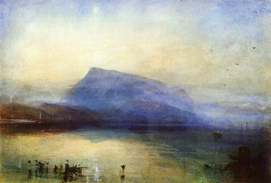 Joseph Mallord William Turner, The Blue Rigi, Sunrise (1842), watercolour on paper, 29.7 x 45 cm, The Tate Gallery, London. WikiArt.