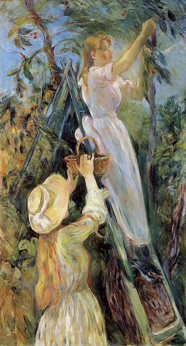 Berthe Morisot, The Cherry Tree (1891), oil on canvas, 154 x 80 cm, Musée Marmottan Monet, Paris. WikiArt.
