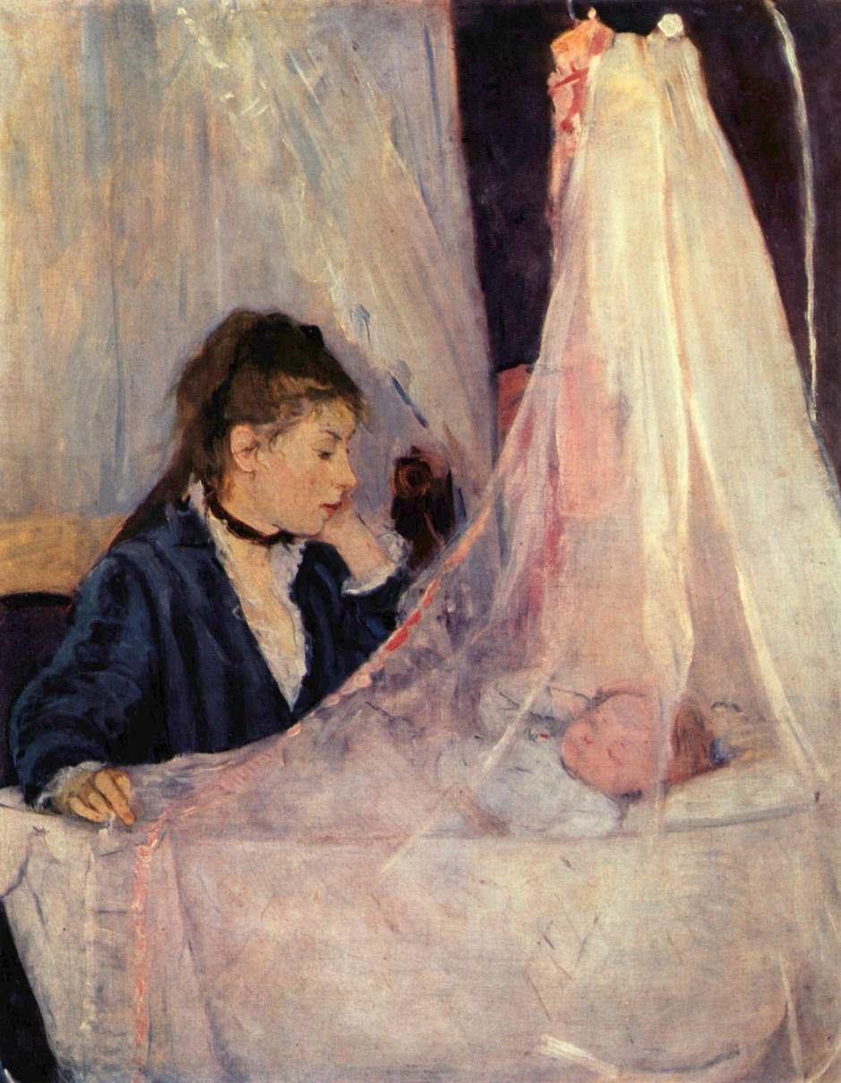 Berthe Morisot, The Cradle (1872), oil on canvas, 56 x 46 cm, Musée d'Orsay, Paris. WikiArt.