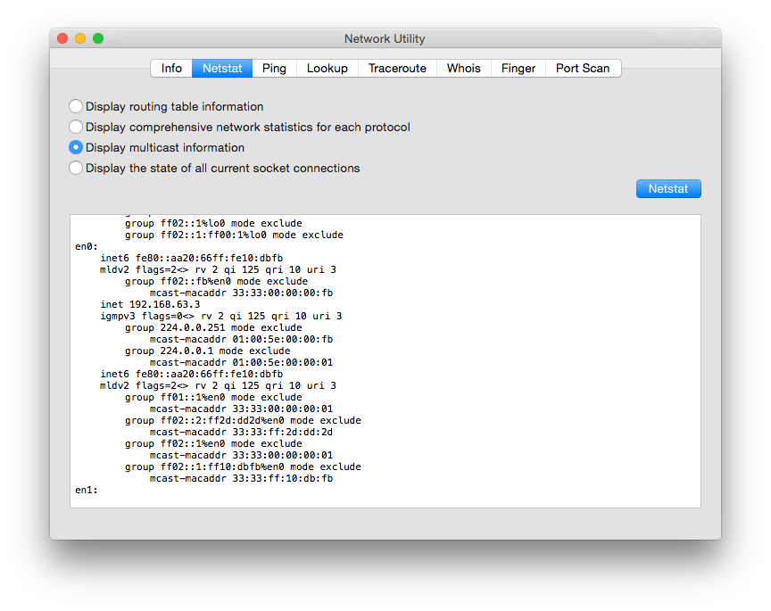 Multicast information is mostly concerned with Bonjour and its services.