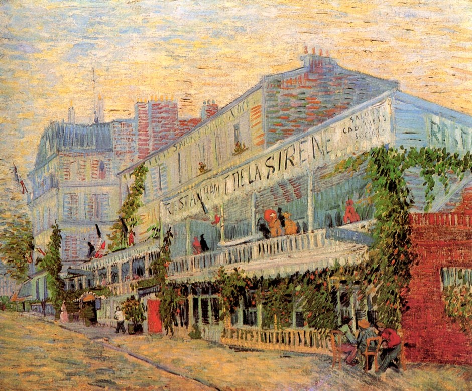 Vincent van Gogh, Restaurant de la Sirène at Asnières (1887), oil on canvas, 54 x 65 cm, Musée d'Orsay, Paris. WikiArt.