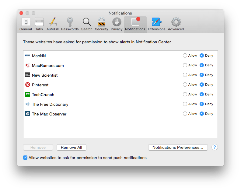 Block notifications in Safari unless you really need them.