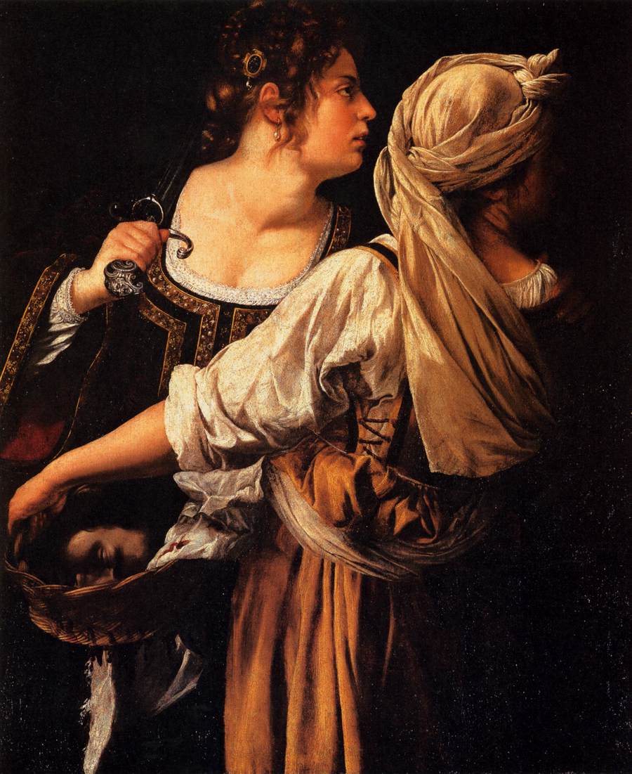 Artemisia Gentileschi, Judith and her Maidservant with the Head of Holofernes (1618-9), oil on canvas, 117 x 93 cm, Palazzo Pitti, Florence. Wikimedia Commons.