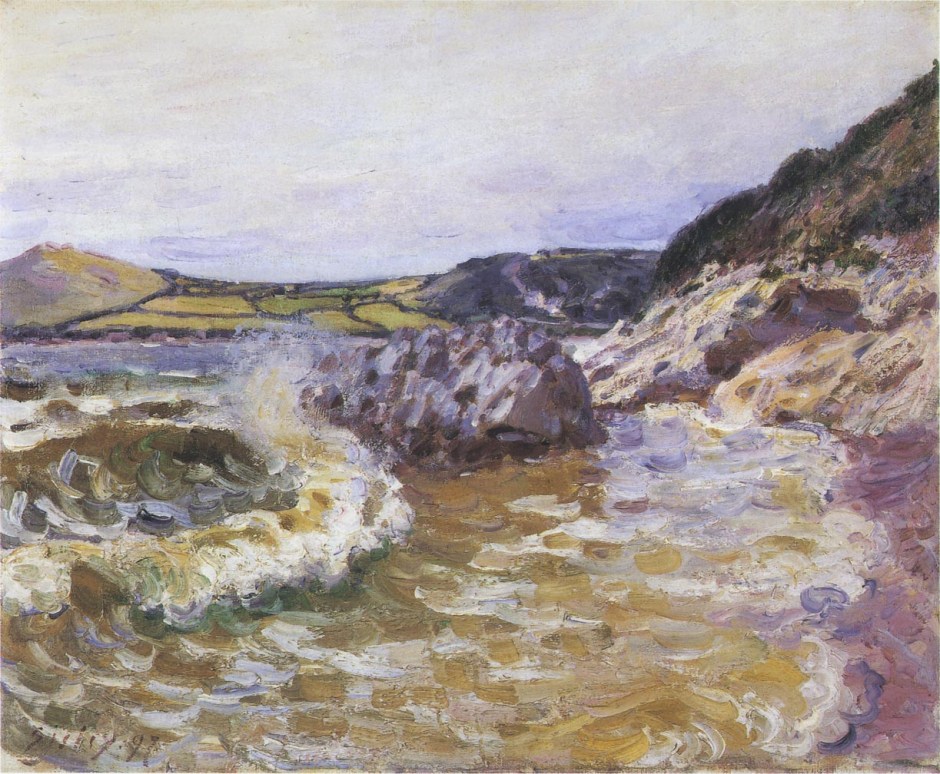 Alfred Sisley, Lady's Cove, West Side, Wales (1897), oil on canvas, 54.3 x 65.3 cm, Bridgestone Museum of Art, Tokyo. WikiArt.
