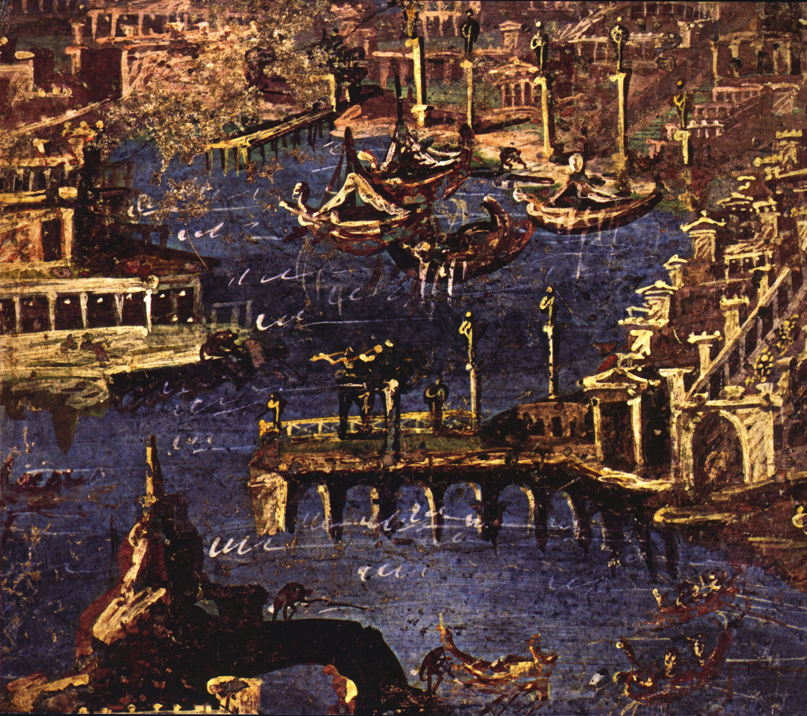 Anonymous, Port Scene (before 79 CE), fresco, originally from Stabiae, near Pompeii, Museo Archeologico Nazionale di Napoli, Italy. By WolfgangRieger, via Wikimedia Commons.