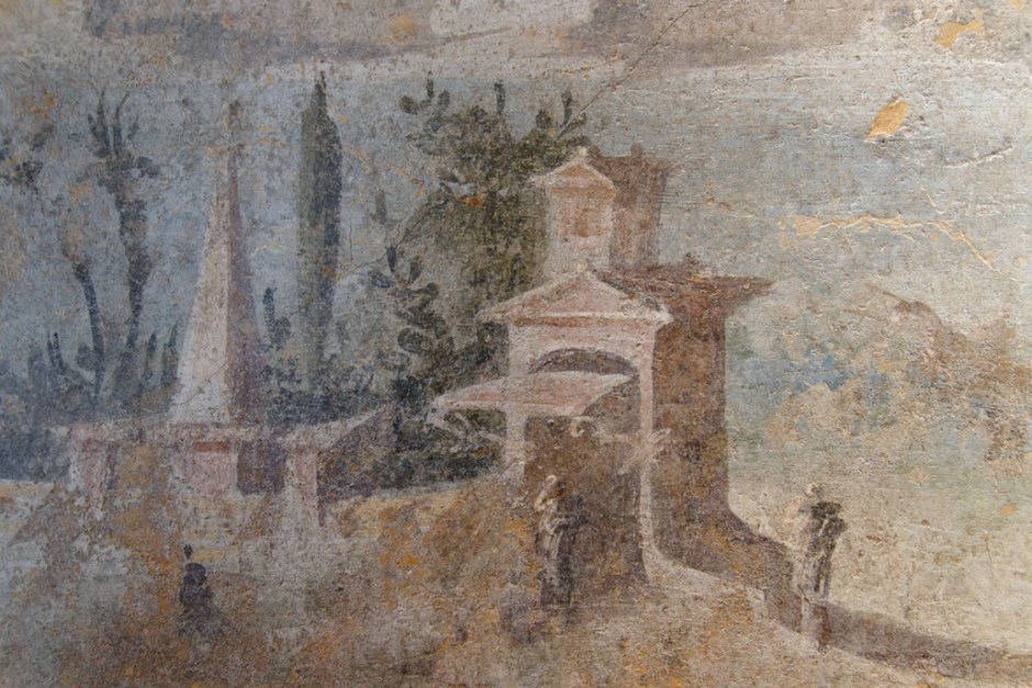 Anonymous, Sea Landscape (before 79 CE), fresco, 42 x 72 cm, originally from the Villa at Boscoreale, Italy, Musée du Louvre, Paris. By Marie-Lan Nguyen, via Wikimedia Commons.