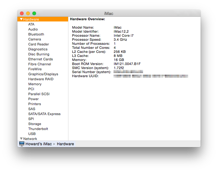 The Model Identifier, shown in the second line here, helps you specify your Mac exactly.
