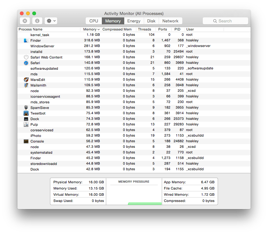 Beware of over-interpreting memory data from Activity Monitor: more free memory is not necessarily a good thing.