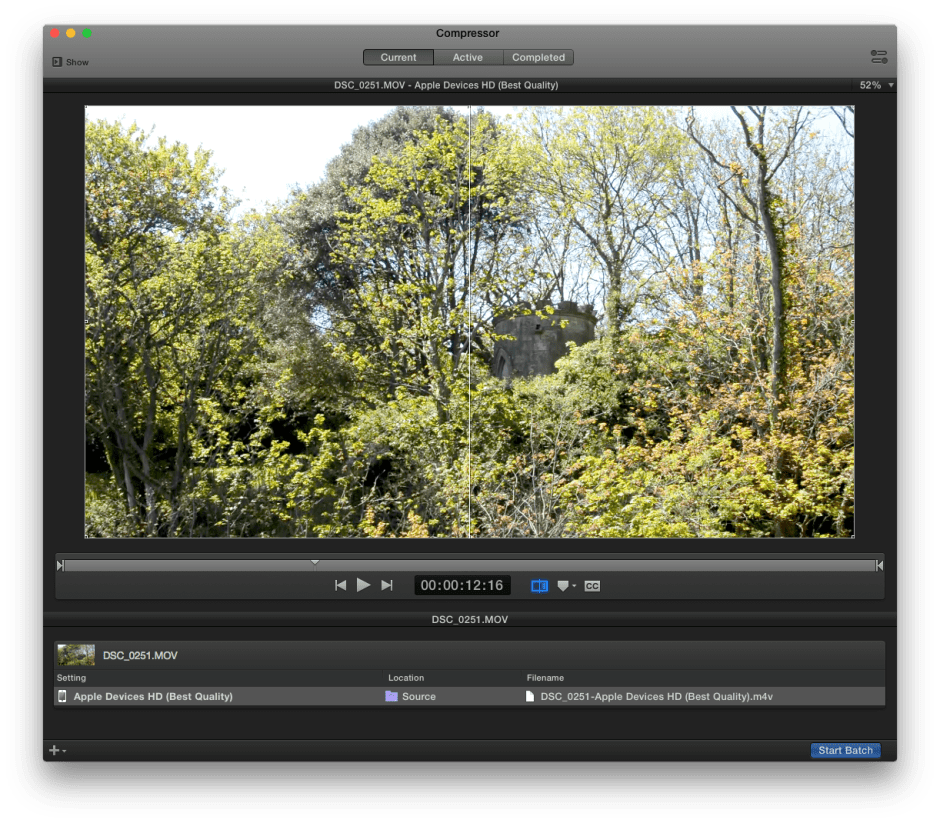Compressor lets you preview the effect of proposed compression on video.