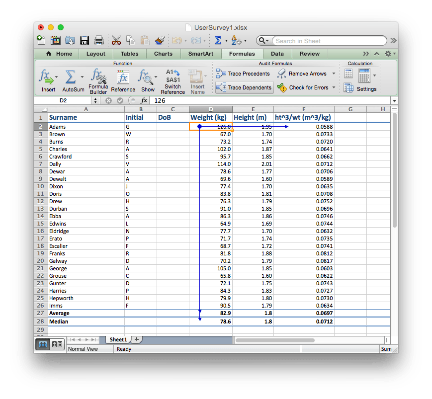 The Trace Dependents tool in Audit Features shows you which cells depend on which.