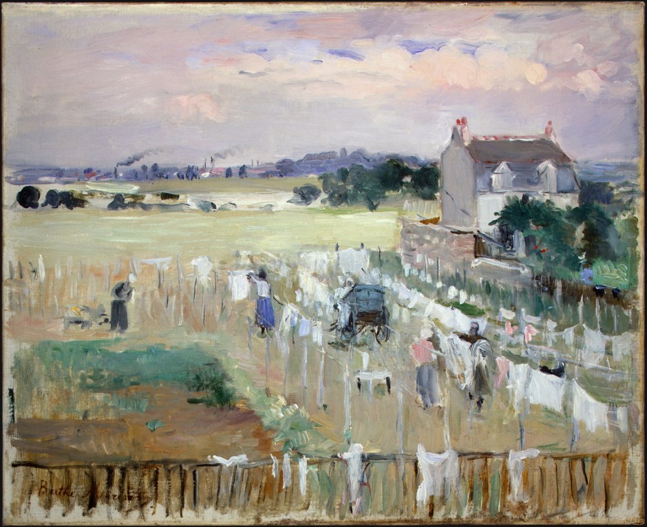 Berthe Morisot, Hanging the Laundry out to Dry (1875), oil on canvas, 33 x 40.6 cm, National Gallery of Art, Washington DC. WikiArt.
