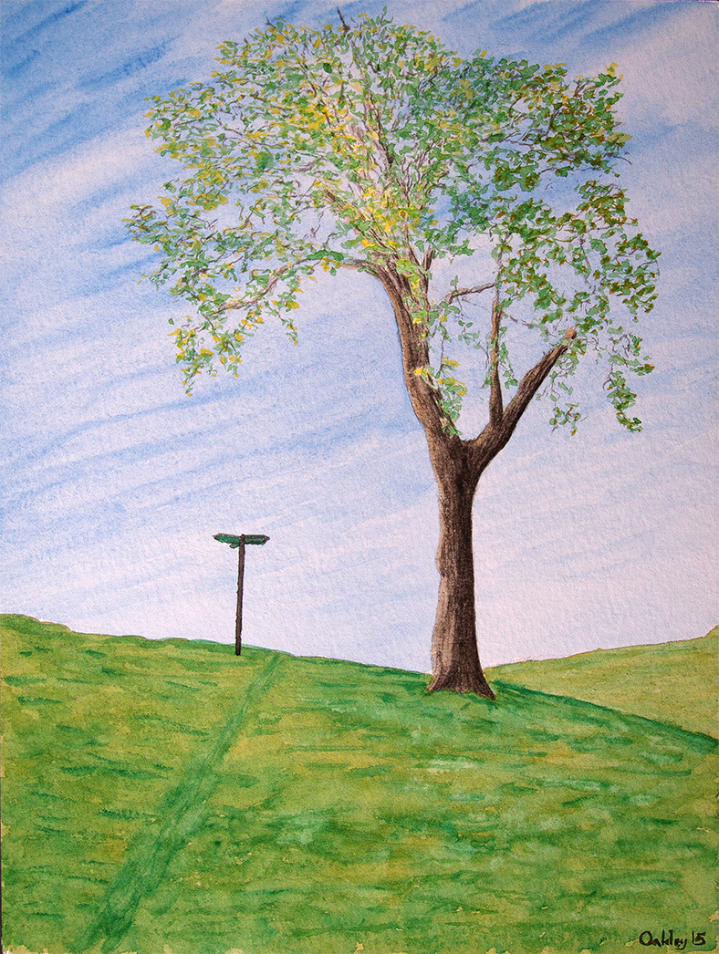 Howard Oakley, Stag-head Horse Chestnut, Spring (2015), QoR watercolour on Hahnemühle Andalucia (rough) paper, 24 x 32 cm. © EHN & DIJ Oakley.