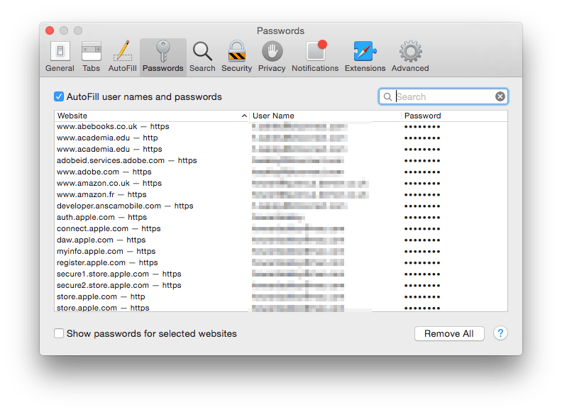 Recent versions of Safari also provide access to passwords in your keychain, through their Passwords tool in Preferences.