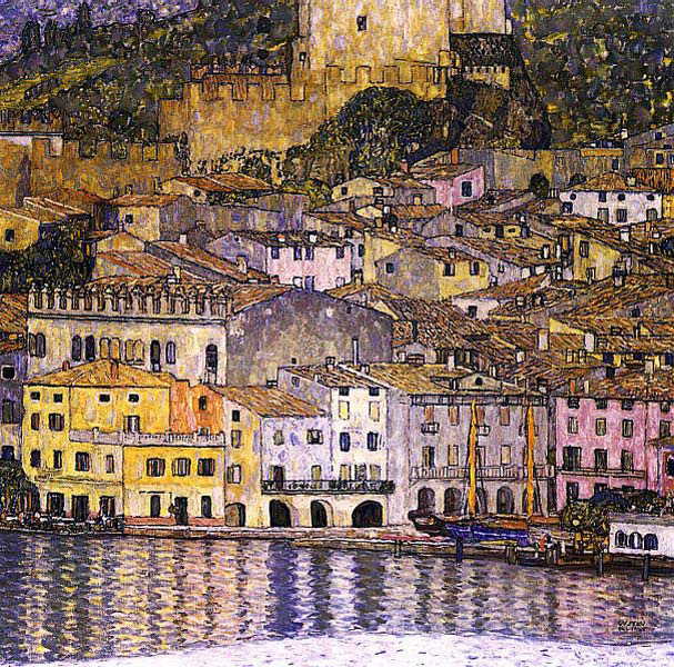 Gustav Klimt, Malcesine on Lake Garda (1913), oil on canvas, 110 x 110 cm, destroyed by fire in 1945. WikiArt.