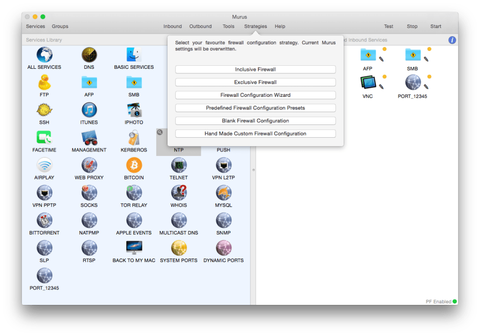 Murus Pro offers some excellent presets to get your configuration started.