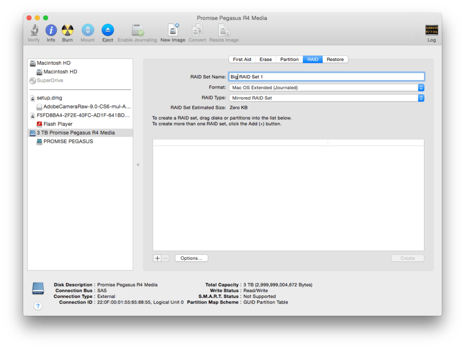 Use Disk Utility to create software 'AppleRAID' sets.