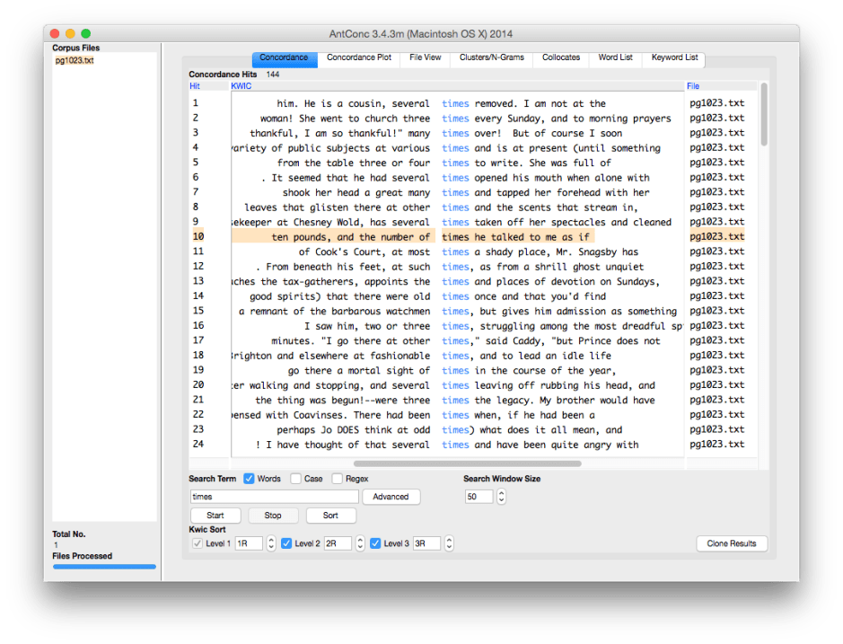 AntConc is an excellent free concordance tool for text files.