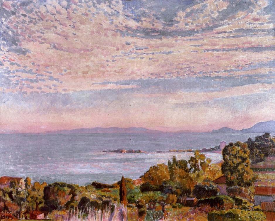 Théo van Rysselberghe, la Baie de St Clair (The Bay of St Clair) (1923), oil on canvas, 91.4 x 73.6 cm, Private collection. WikiArt.