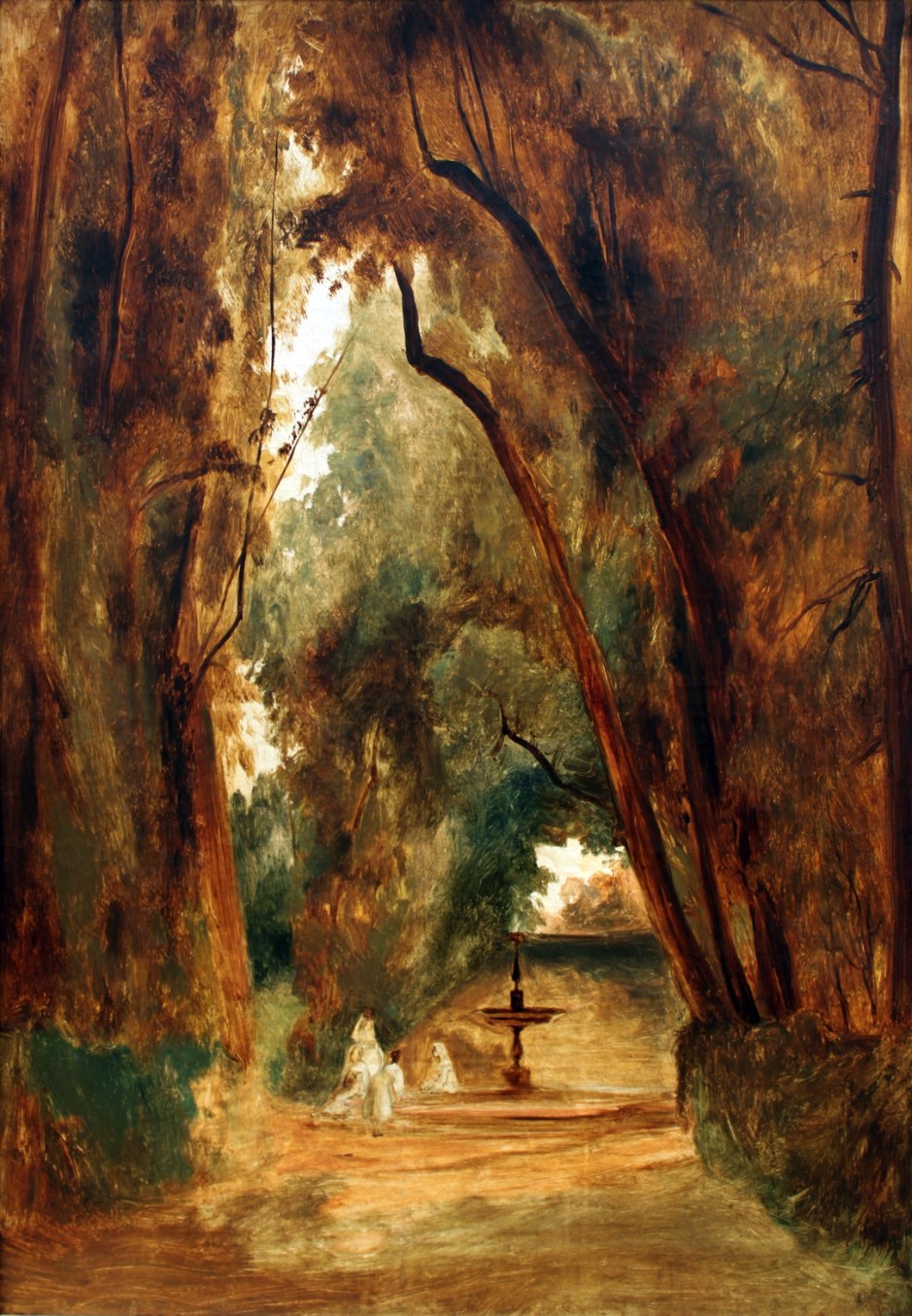 Carl Eduard Ferdinand Blechen, Im Park der Villa Borghese (In the Park of the Villa Borghese) (1823), oil on canvas, 78 x 63 cm, Alte Nationalgalerie, Berlin. Wikimedia Commons.