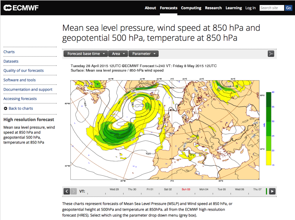 The only free 'product' from the European Centre for Medium-Range Weather Forecasting gives a good view of the 10 days ahead.