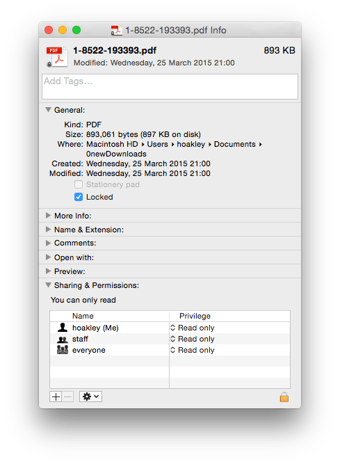 A file well and truly locked down using permissions and the Lock flag.