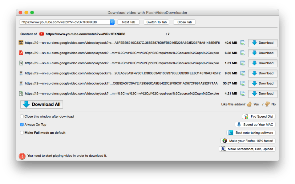 Flash Video Downloader is a Firefox plugin which allows you to download Flash movies which are playing.