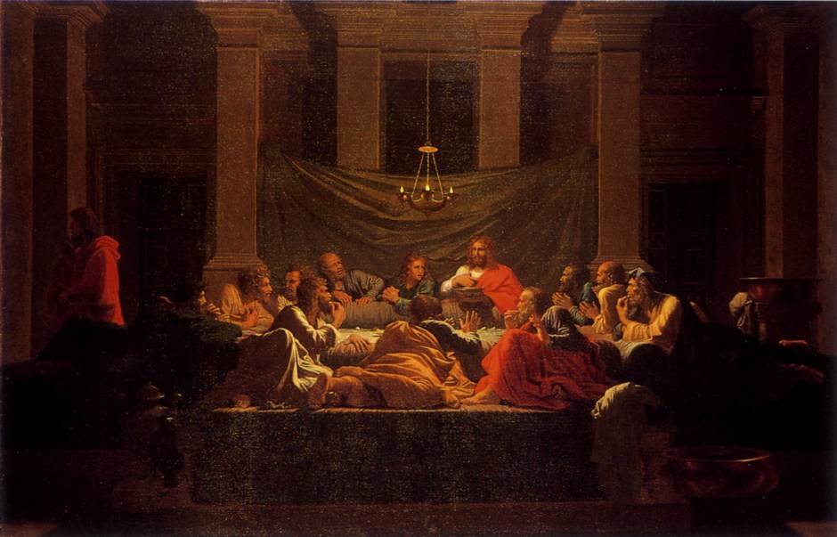 Nicolas Poussin, L'Eucharistie (Holy Eucharist) (Seven Sacraments II) (1647), oil on canvas, 117 x 178 cm, National Galleries of Scotland, Edinburgh. Wikimedia Commons.