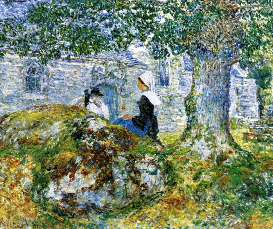 Frederick Childe Hassam, In Brittany (1887), oil on canvas, 60.3 x 71.4 cm, Private collection. WikiArt.