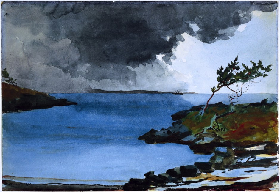Winslow Homer, The Coming Storm (1901), watercolour over graphite on paper, 36.9 x 53.5 cm, The National Gallery of Art, Washington, DC. Wikimedia Commons.