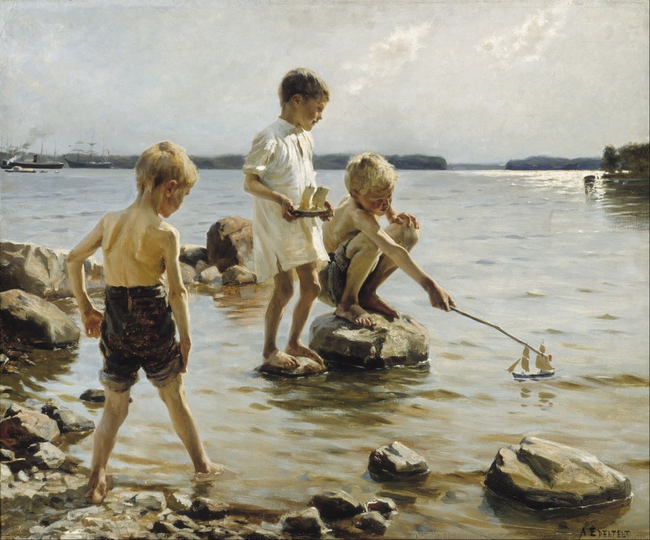 Albert Edelfelt, Boys Playing on the Shore (1884), oil on canvas, 90 x 107.5 cm, Ateneum, Helsinki. Wikimedia Commons.