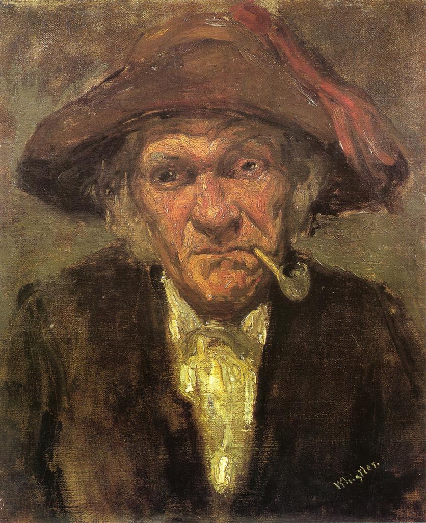 James Abbott McNeill Whistler, Head of Old Man Smoking (c 1858), oil on canvas, 41 x 33 cm, Musée d'Orsay, Paris. WikiArt.