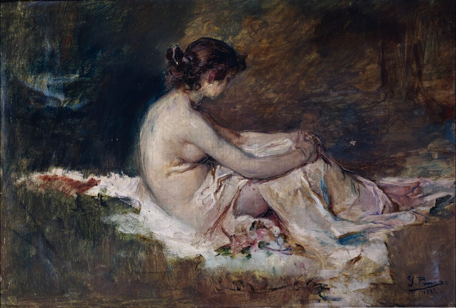 Ignacio Pinazo Camarlench, Nude woman (1902), oil on canvas, dimensions not known, Museo del Prado, Madrid. Wikimedia Commons.