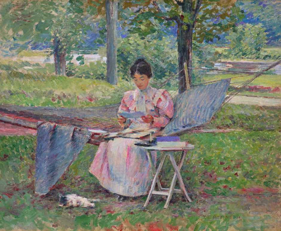 Theodore Robinson, Correspondence (1895), oil on canvas, 55.9 x 45.7 cm, Private collection. Wikimedia Commons.