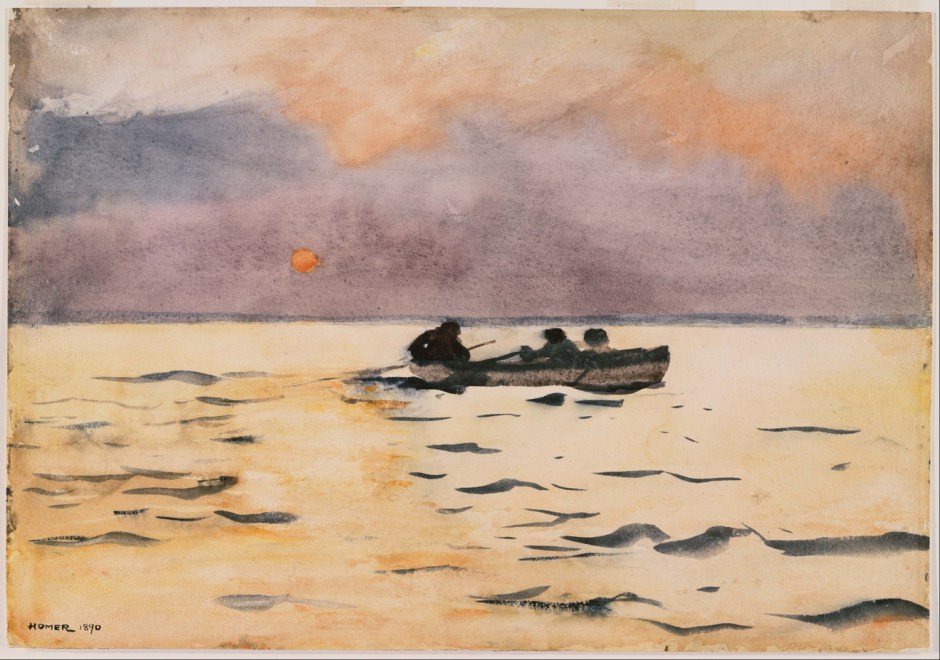 Winslow Homer, Rowing Home (1890), watercolour on paper, 13.75 x 19.88 cm, The Phillips Collection, Washington, DC. Wikimedia Commons.