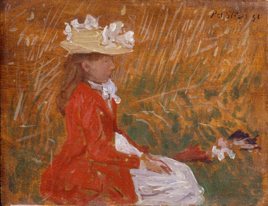 Philip Wilson Steer, Portrait of Miss Rose Pettigrew (1887), oil on panel, 21 x 27 cm, location not known. WikiArt.