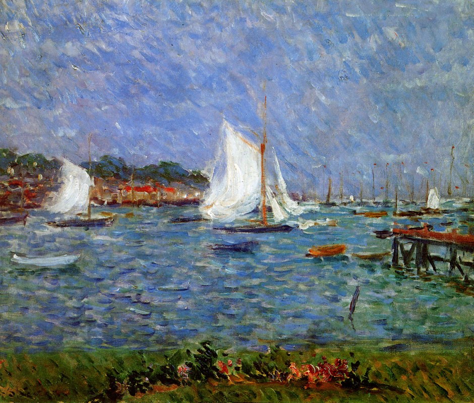 Philip Wilson Steer, Summer at Cowes (1888), oil on canvas, 50.9 x 61.2 cm, Manchester Art Gallery. WikiArt.