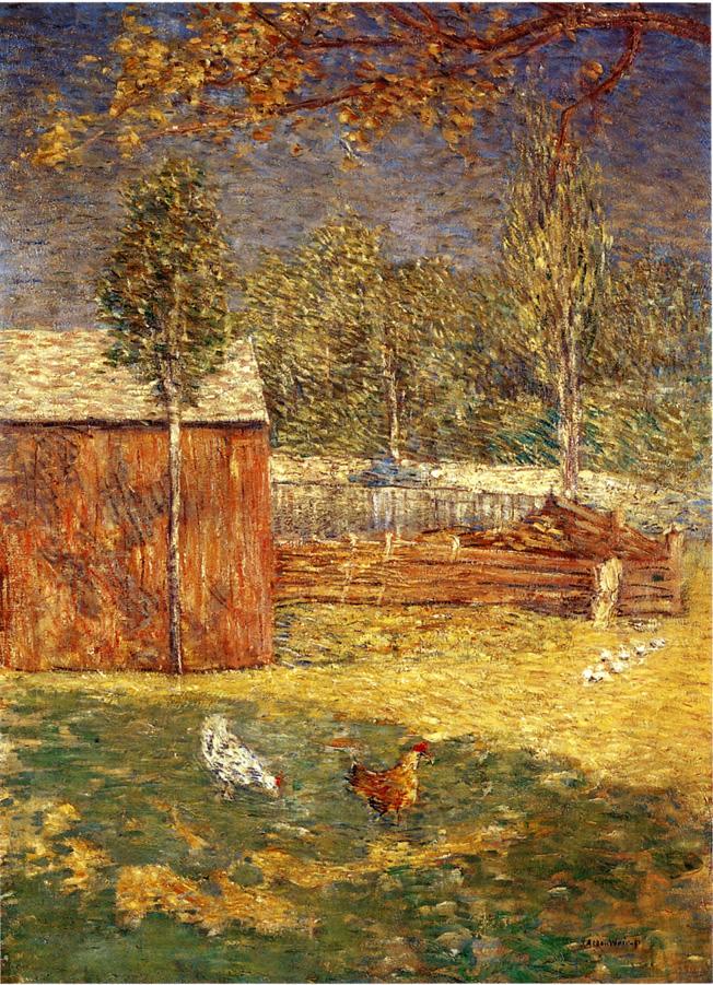 Julian Alden Weir, Midday (1891), oil on canvas, 86.4 x 62.2 cm, Private collection. WikiArt.
