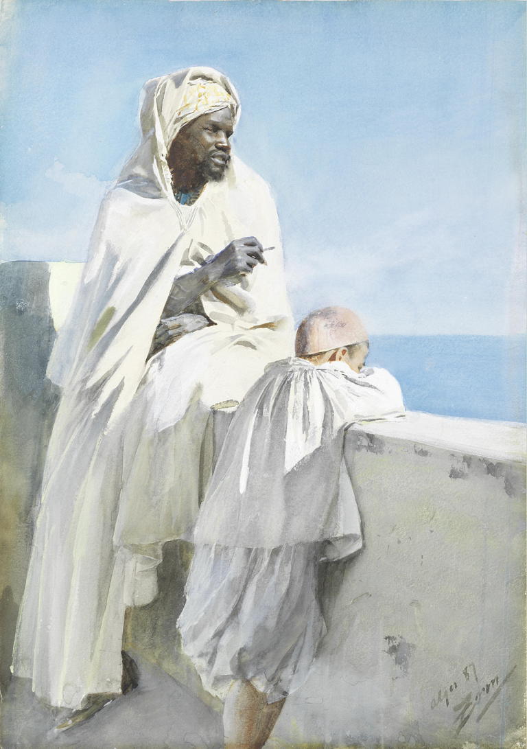 Anders Zorn, Man and Boy in Algiers (1887), watercolour, 48.7 x 34.7 cm, Private collection. Wikimedia Commons.