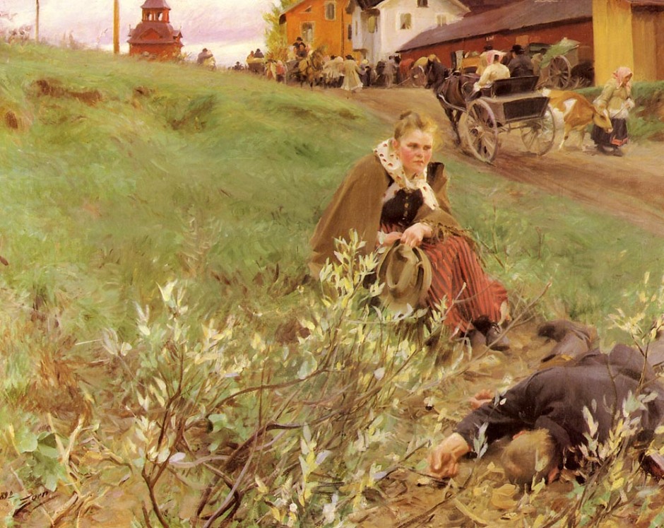 Anders Zorn, Mora Fair (1892), oil on canvas, 133 x 167.5 cm, Private collection. WikiArt.