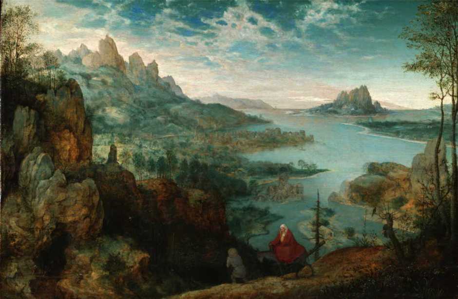 Pieter Brueghel the Elder, Landscape with the Flight into Egypt (1563), oil on panel, 37.1 x 55.6 cm, The Courtauld Institute of Art, London. Wikimedia Commons.