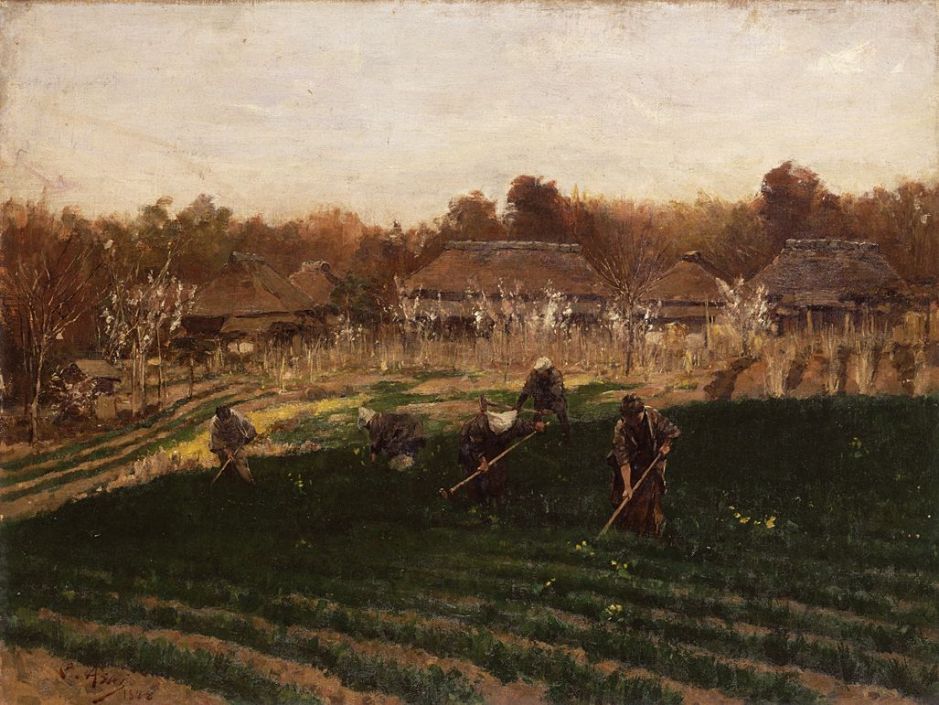 Asai Chū, Vegetable Garden in Spring (1889), oil on canvas, 84 x 102.5 cm, Tokyo National Museum, Tokyo. Wikimedia Commons.
