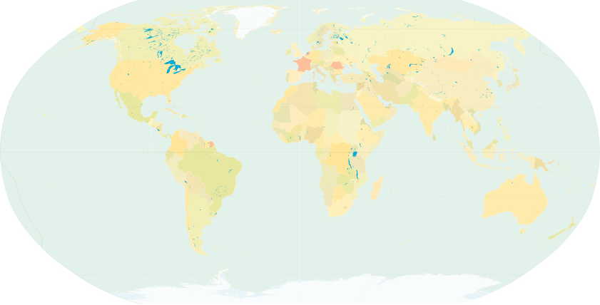 Known Impressionist artists worldwide during the 1860s; countries are coloured pink.