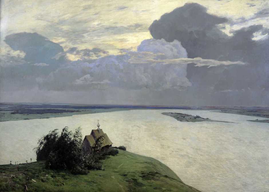 Isaac Levitan, Above Eternal Rest (1893-4), oil on canvas, 150 x 206 cm, Tretyakov Gallery, Moscow. Wikimedia Commons.