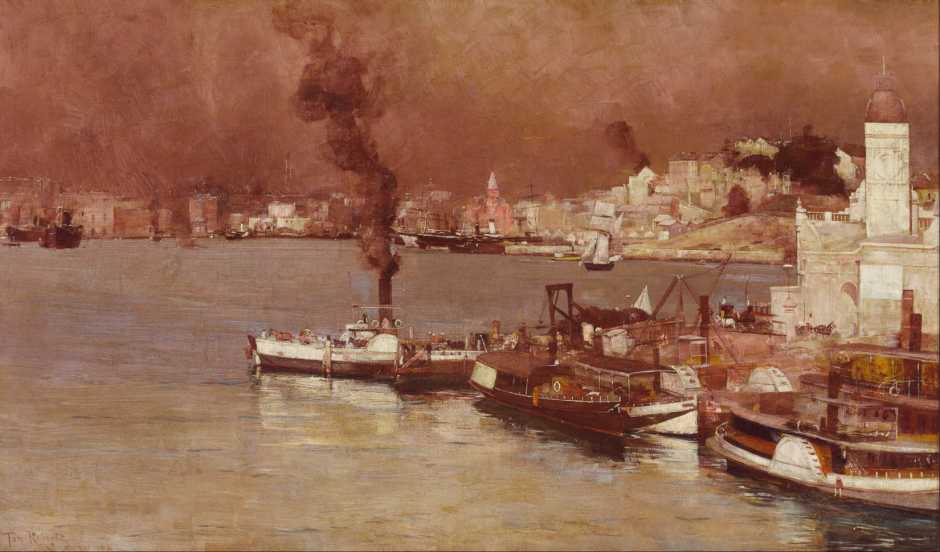 Tom Roberts, An Autumn Morning, Milson's Point, Sydney (1888), oil on canvas, 65.3 x 96 cm, Art Gallery of New South Wales, Sydney. Wikimedia Commons.