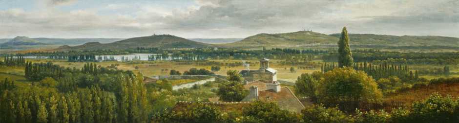 Théodore Rousseau, Vue panoramique sur l'Île-de-France (Panoramic View of the Ile-de-France) (c 1830), oil on canvas, 22.1 x 75.9 cm, The National Gallery of Art, Washington, DC. Courtesy National Gallery of Art, via Wikimedia Commons.