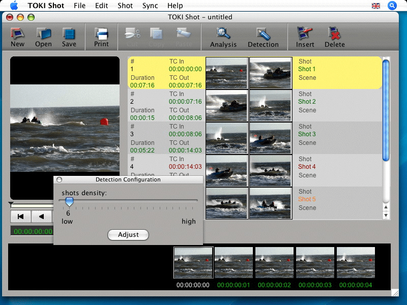 TOKI Shot in action, splitting a movie up into its constituent shots.