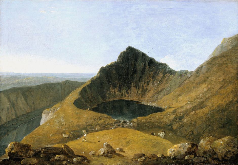 Richard Wilson, Llyn-y-Cau, Cader Idris (c 1774), oil on canvas, 51.1 x 73 cm, The Tate Gallery, London. Wikimedia Commons.
