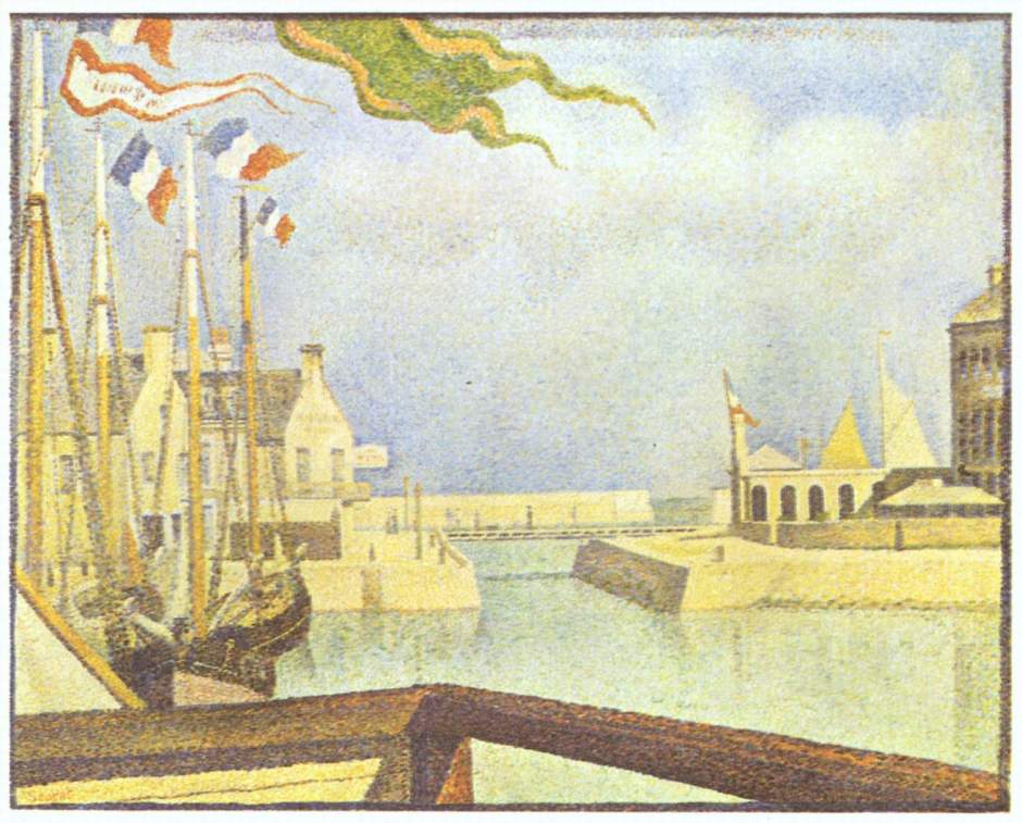 Georges Seurat, Port-en-Bessin, A Sunday (1888), oil on canvas, 66 x 82 cm, Kröller-Müller Museum, Otterlo. Wikimedia Commons.